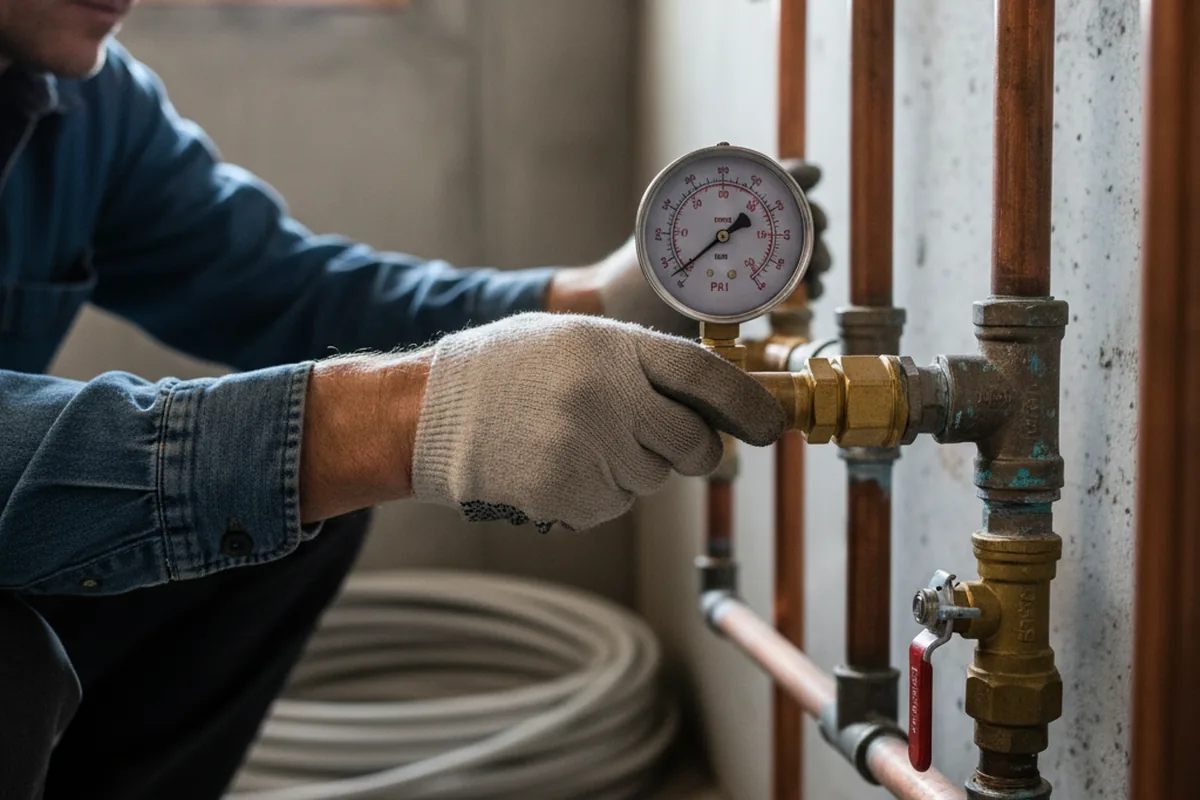 Pressure testing a repaired line during Water Line Repair in Harper Woods